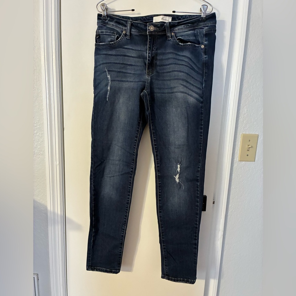 KanCan Dark Indigo Juniors Size 11/29 Distressed Skinny Jeans